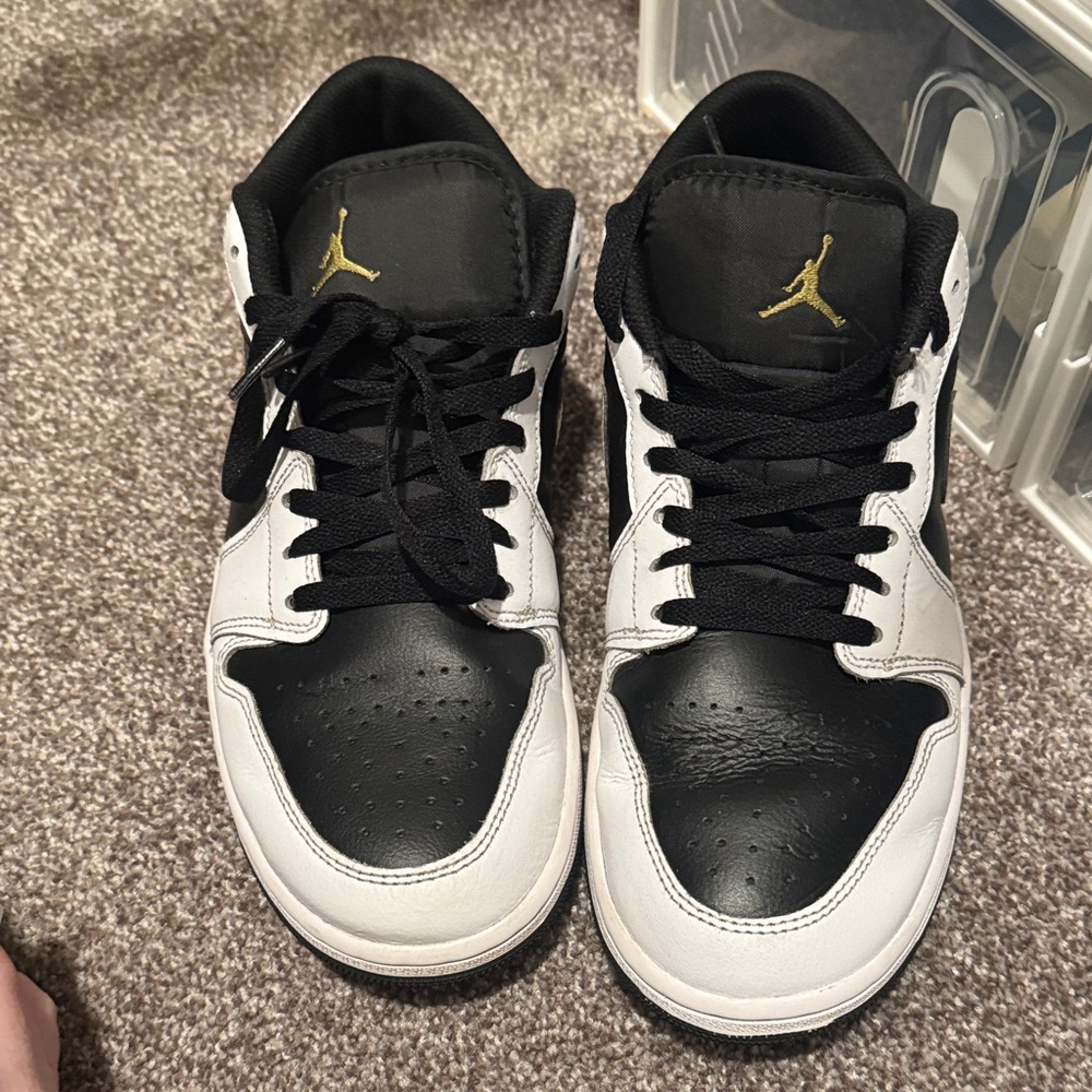 Jordan Black and White Sneakers with Gold Accents